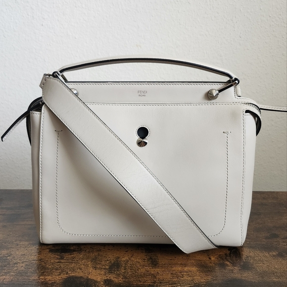 Fendi Cream Leather Dotcom Shoulder Bag Medium - Picture 1 of 16